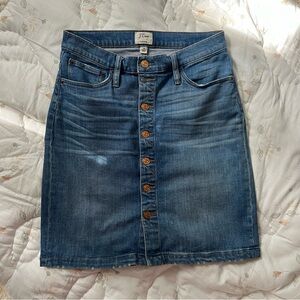 J. Crew Skirt Women's 28 Button Front Denim Knee Classic Length Minimalist